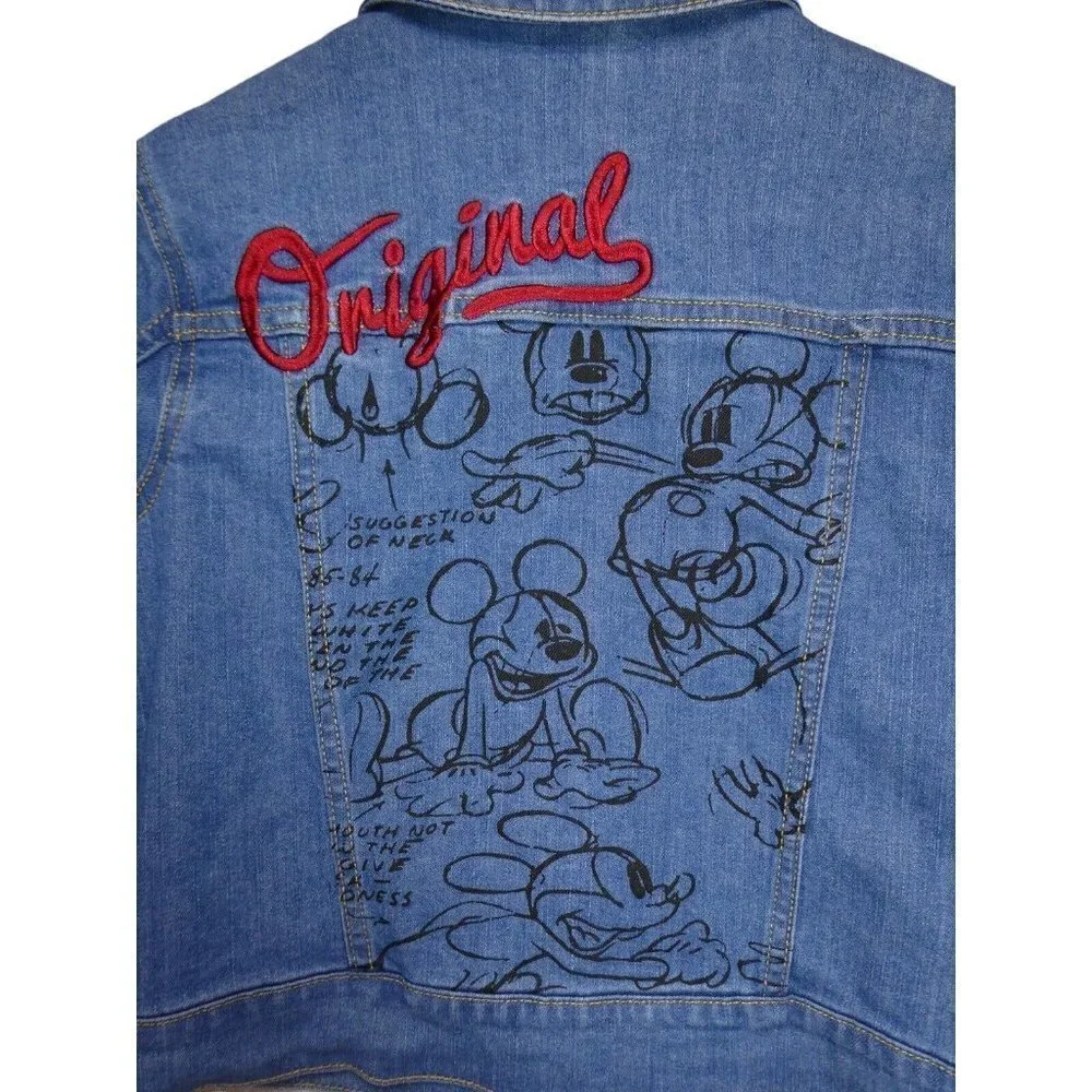 Disney Brand Original Mickey Mouse Denim Jacket Embroidered Size 5/6‎ Unisex